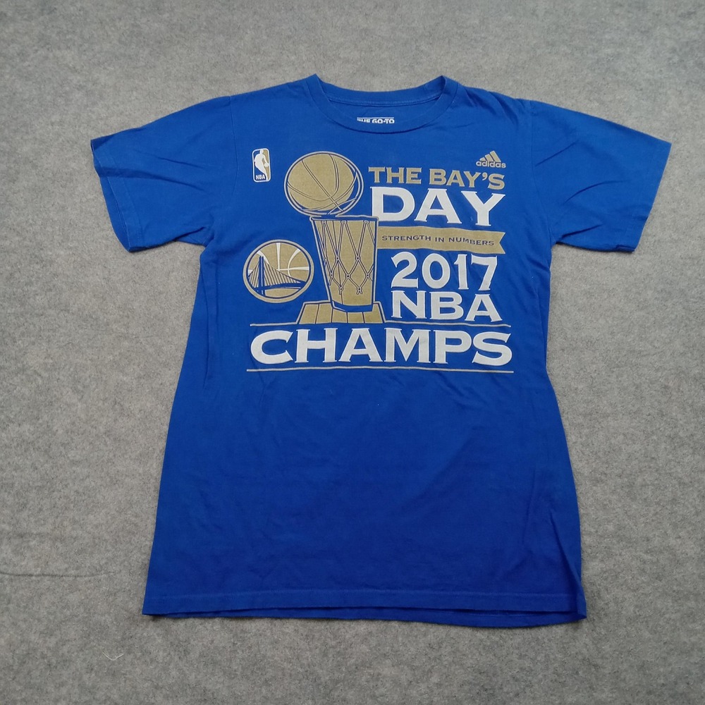 Golden State Warriors Shirt Mens Small Blue 2017 NBA Champs Adidas Basketball